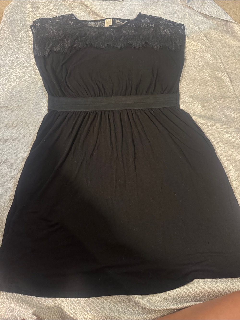 Madison Black Lace Yoke Mini Dress